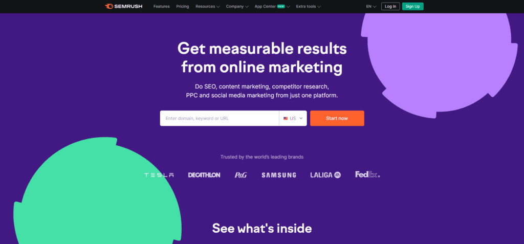 Semrush homepage